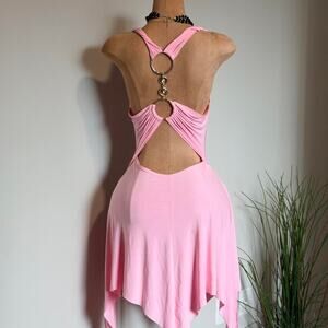 Pink asymmetrical dress with open